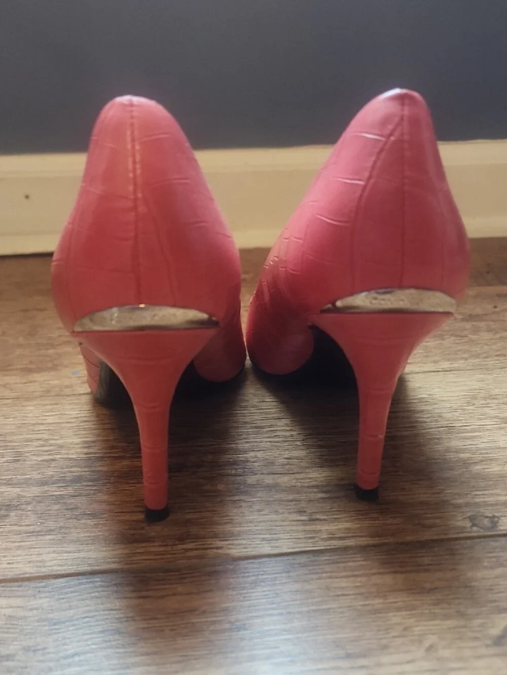 Calvin Klein Coral Faux-Croc Pointed-Toe Pumps